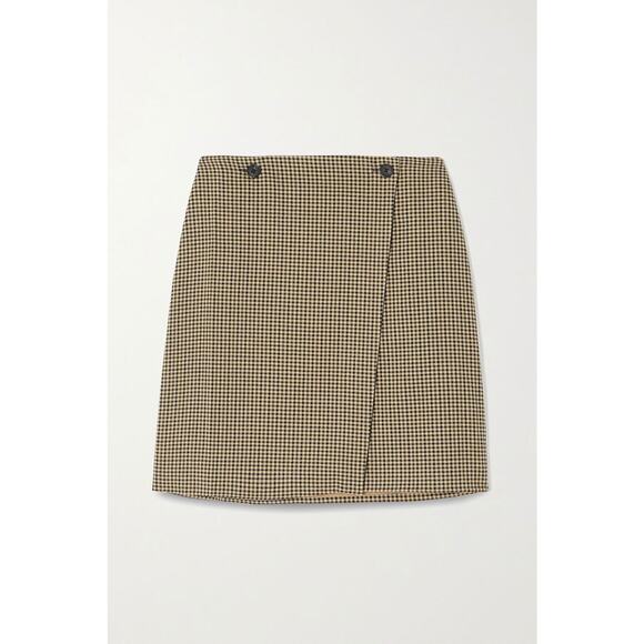 Holzweiler Erina Checked Woven Mini Wrap Skirt - S Beige